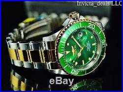 NEW Invicta Men's 40mm Pro Diver Green Dial Coin Edge Bezel Gold 2Tone SS Watch
