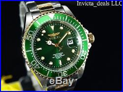 NEW Invicta Men's 40mm Pro Diver Green Dial Coin Edge Bezel Gold 2Tone SS Watch