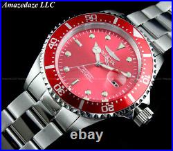 NEW Invicta Men's 43mm Pro Diver SUBMARINER RED DIAL Stainless Steel 200 M Watch