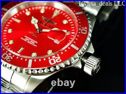 NEW Invicta Men's 43mm Pro Diver SUBMARINER Silver Tone RED DIAL 200m SS Watch