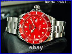 NEW Invicta Men's 43mm Pro Diver SUBMARINER Silver Tone RED DIAL 200m SS Watch