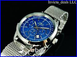 NEW Invicta Men's 45mm SPEEDWAY Chronograph BLUE DIAL Mesh Bracelet SS Watch