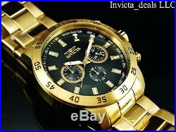 NEW Invicta Men's 45mm Specialty Chronograph 18K Gold Plated Black Dial SS Watch