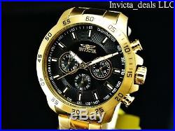 NEW Invicta Men's 45mm Specialty Chronograph 18K Gold Plated Black Dial SS Watch