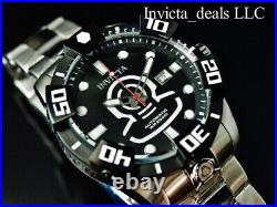 NEW Invicta Men's 46mm GRAND DIVER AUTOMATIC BLACK DIAL Silver Tone SS Watch