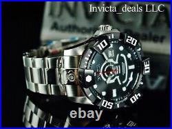 NEW Invicta Men's 46mm GRAND DIVER AUTOMATIC BLACK DIAL Silver Tone SS Watch