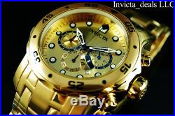 NEW Invicta Men's 48mm PRO DIVER SCUBA Chronograph Gold Dial Gold Tone SS Watch