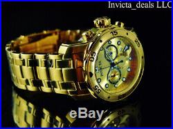 NEW Invicta Men's 48mm PRO DIVER SCUBA Chronograph Gold Dial Gold Tone SS Watch