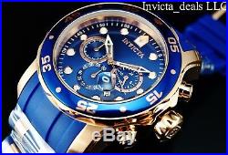 NEW Invicta Men's 48mm Pro Diver SCUBA Chronograph Blue Label Rose Tone SS Watch