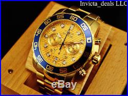 NEW Invicta Men's 50mm Pro Diver Chronograph Gold Dial Gold Tone SS Watch