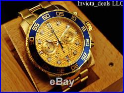 NEW Invicta Men's 50mm Pro Diver Chronograph Gold Dial Gold Tone SS Watch