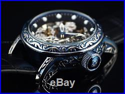 NEW Invicta Men's 50mm Scrollwork Excalibur Skeleton Mechanical Leather SS Watch