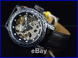NEW Invicta Men's 50mm Scrollwork Excalibur Skeleton Mechanical Leather SS Watch