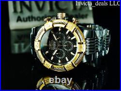 NEW Invicta Men's 52mm BOLT Chronograph Black Fiber Glass Dial Black/Gold Watch