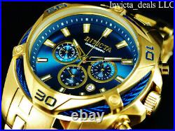 NEW Invicta Men's 52mm BOLT SCUBA Chronograph BLUE DIAL 18K Gold Plated SS Watch