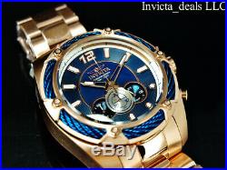 NEW Invicta Men's 52mm BOLT THUNDER Chronograph BLUE Dial Rose Tone SS Watch