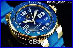 NEW Invicta Men's 52mm GRAND Pro Diver Quartz 18K Gold Plated SS Blue Dial Watch