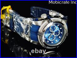 NEW Invicta Men's 53mm Bolt Zeus Chronograph Silver Tone Blue Silicone SS Watch