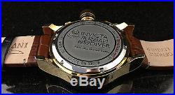 @NEW Invicta Men's 54mm Russian Diver Chronograph Leather Strap Watch 22291 Gold