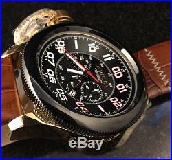 @NEW Invicta Men's 54mm Russian Diver Chronograph Leather Strap Watch 22291 Gold