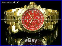 NEW Invicta Mens 18K Gold Plated Stainless St. Red Dial Chronograph Tachy Watch