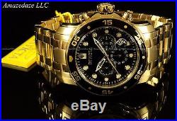 NEW Invicta Mens 18K Gold Plated Stainless Steel Chronograph 200M Scuba Watch