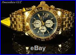 NEW Invicta Mens 18K Gold Plated Stainless Steel Chronograph Blue Dial Aviator W