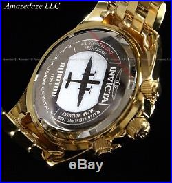 NEW Invicta Mens 18K Gold Plated Stainless Steel Chronograph Blue Dial Aviator W
