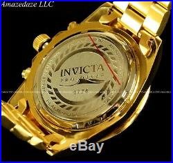 NEW Invicta Mens 18K Gold Plated Stainless Steel Golden Dial Chronograph Watch