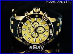 NEW Invicta Mens 50mm Pro Diver Scuba Chronograph Gold Dial 18K Gold IP SS Watch