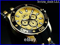 NEW Invicta Mens 50mm Pro Diver Scuba Chronograph Gold Dial 18K Gold IP SS Watch