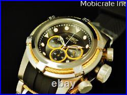 NEW Invicta Mens 53mm Bolt Zeus Chronograph Black Dial Gold Tone Cables SS Watch