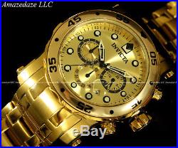 NEW Invicta Mens Pro Diver Scuba Chronograph 18KT Gold Plated Stainless St. Watc