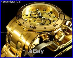 NEW Invicta Mens Pro Diver Scuba Chronograph 18KT Gold Plated Stainless St. Watc