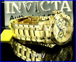 NEW Invicta Mens Pro Diver Scuba Chronograph Stainless Steel Golden Dial Watch