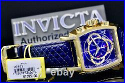 NEW Invicta S1 RALLY 48mm BLUE Dial RONDA Chrono TACHYMETER Leather Strap Watch