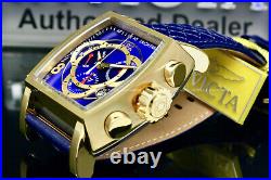 NEW Invicta S1 RALLY 48mm BLUE Dial RONDA Chrono TACHYMETER Leather Strap Watch