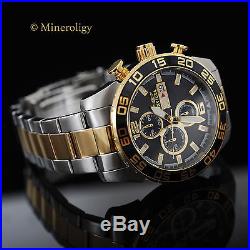 NEW Invicta Specialty 18k Gold Plated Two Tone Chronograph Black Dial Mens Watch