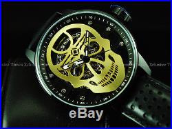 NIB Invicta Men 48mm Golden Skull TY2807 Mechanical S1 Rally Black IP SS Watch