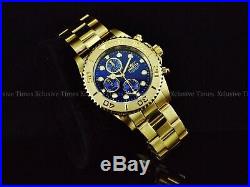 NIB Invicta Men's 44mm Pro Diver Chronograph 18K Gold Plated Blue Dial SS Watch