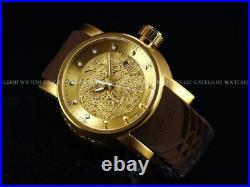 NWT Invicta Men's S1 Yakuza Dragon Automatic Gold Tone IP Brown Strap SS Watch