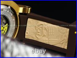 NWT Invicta Men's S1 Yakuza Dragon Automatic Gold Tone IP Brown Strap SS Watch