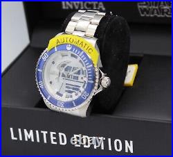 New Authentic Invicta Star Wars R2-d2 Silver Blue Automatic Men's 26596 Watch