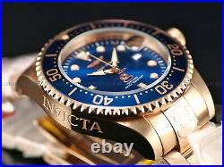 New Invicta 47mm Mens 300m Grand Diver Automatic 18K Rose GIP Blue Dial SS Watch