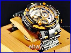 New Invicta 60mm BOLT Swiss Quartz Chronograph Black Orange SS White Dial Watch