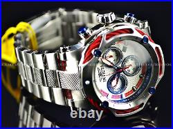 New Invicta 60mm BOLT Swiss Quartz Chronograph Red Silver SS White Dial Watch
