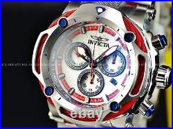 New Invicta 60mm BOLT Swiss Quartz Chronograph Red Silver SS White Dial Watch