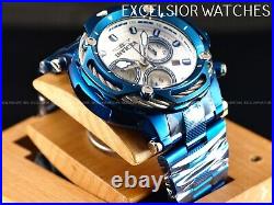 New Invicta 60mm Men's BOLT Swiss Quartz Chronograph Blue IP SS White Dial Watch