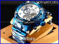 New Invicta 60mm Men's BOLT Swiss Quartz Chronograph Blue IP SS White Dial Watch