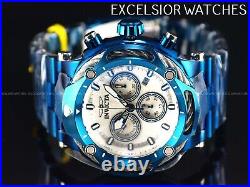 New Invicta 60mm Men's BOLT Swiss Quartz Chronograph Blue IP SS White Dial Watch